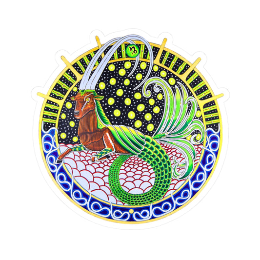 Capricorn Zodiac Kiss-Cut Sticker - Hand-Drawn Celestial Design (Non-AI)