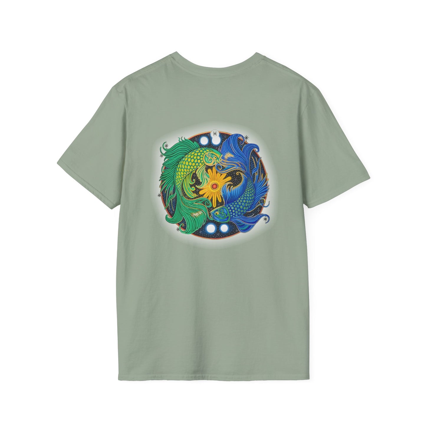 Pisces Zodiac SoftStyle T-Shirt - Hand-Drawn Celestial Design (Non-AI)