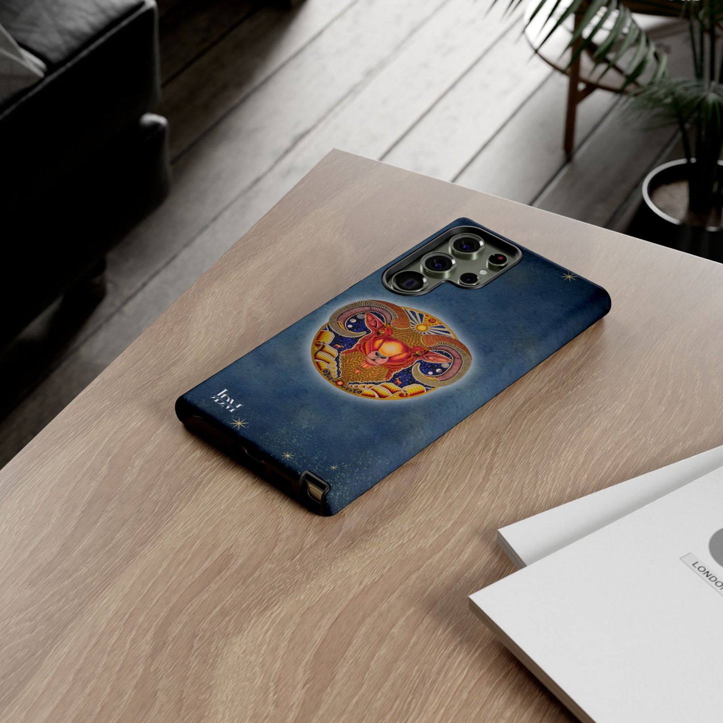 Aries Zodiac Phone Case - Hand-Drawn Celestial Design (Non-AI)