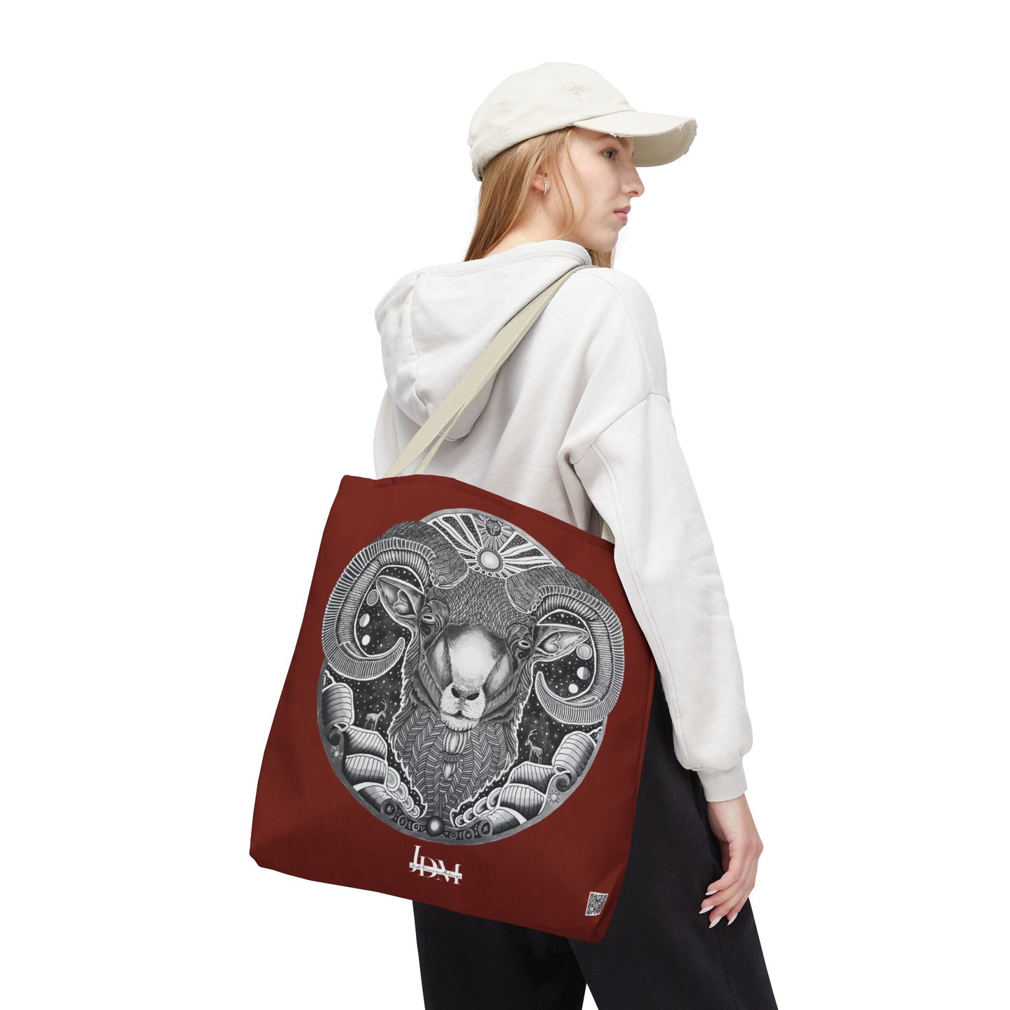 Aries Zodiac Tote Bag - Hand-Drawn Celestial Design (Non-AI) Universal