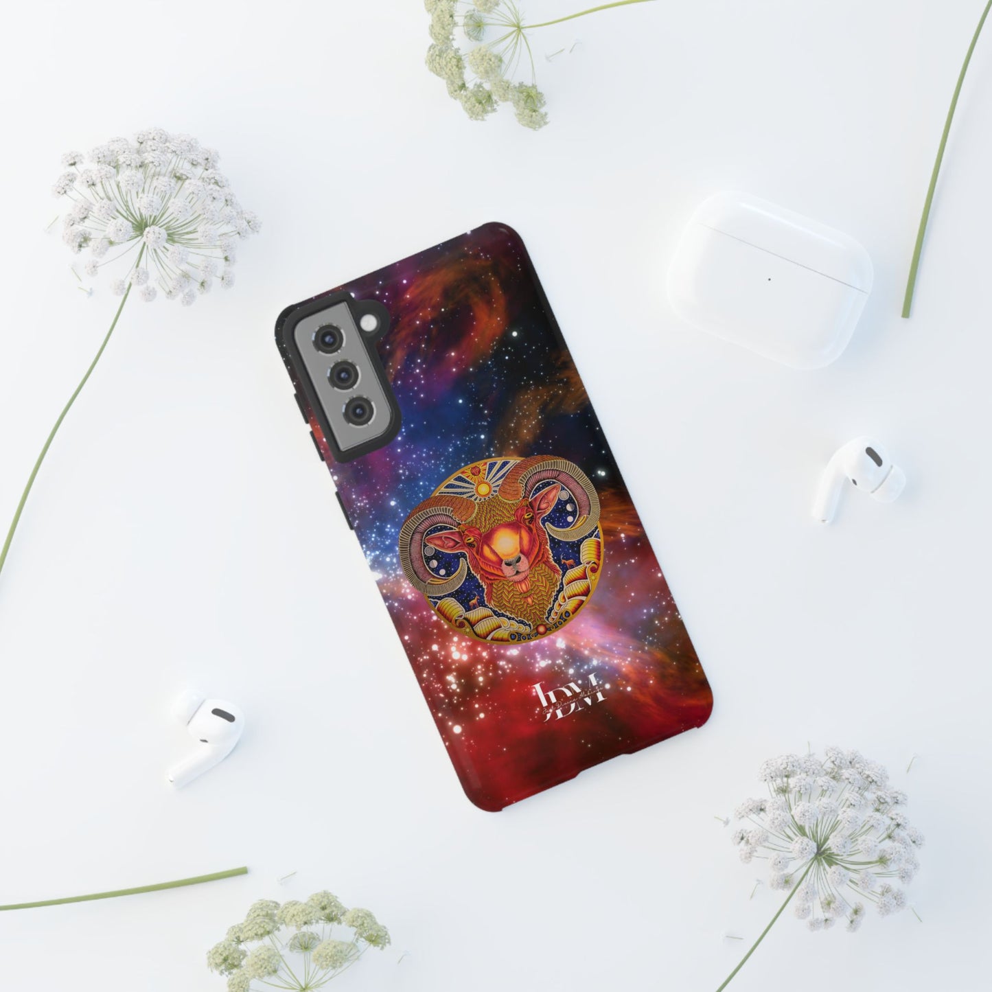 Aries Zodiac Tough Phone Case – Hand-Drawn Celestial Design (Non-AI)