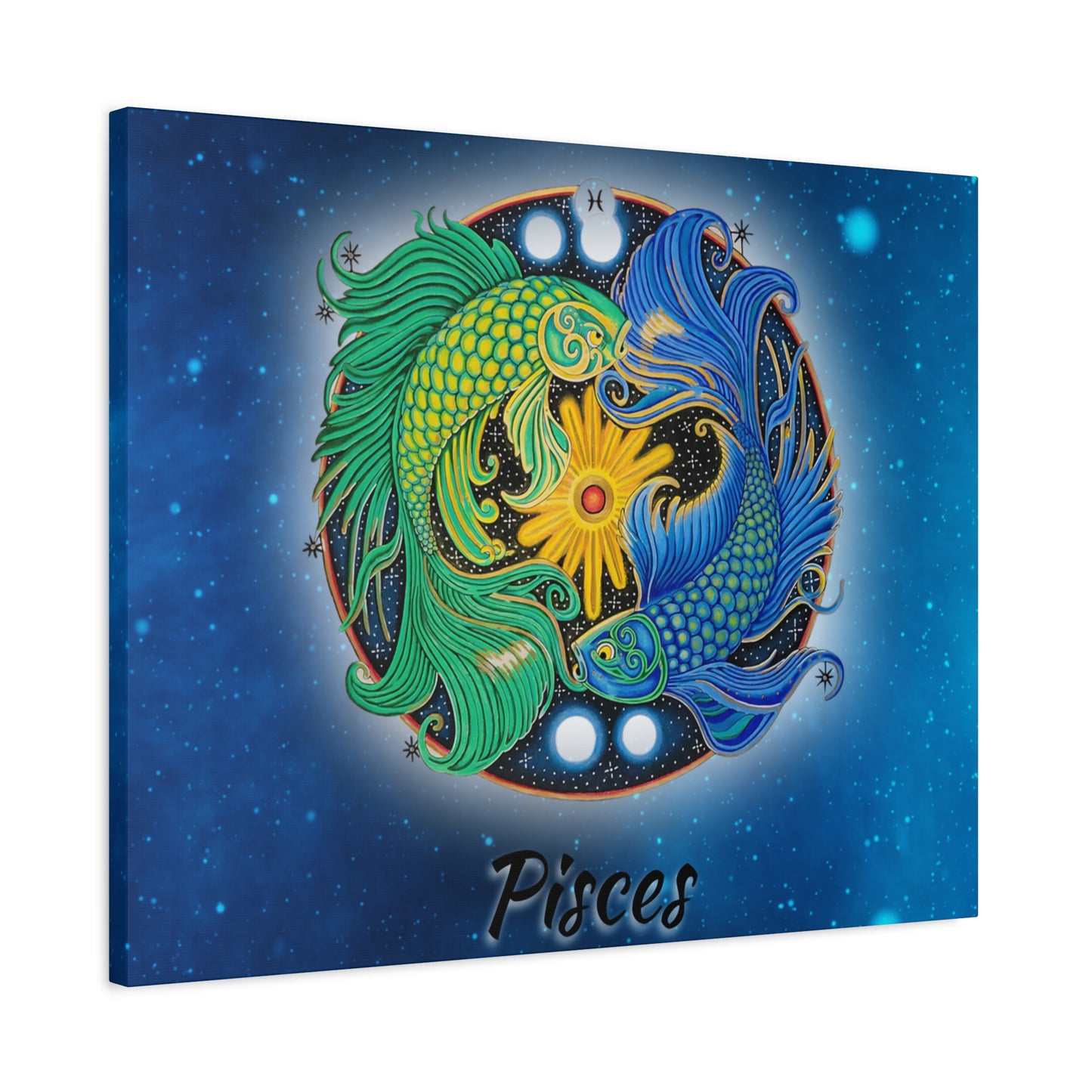 Pisces Zodiac Wall Art - Hand-Drawn Celestial Design (Non-AI)