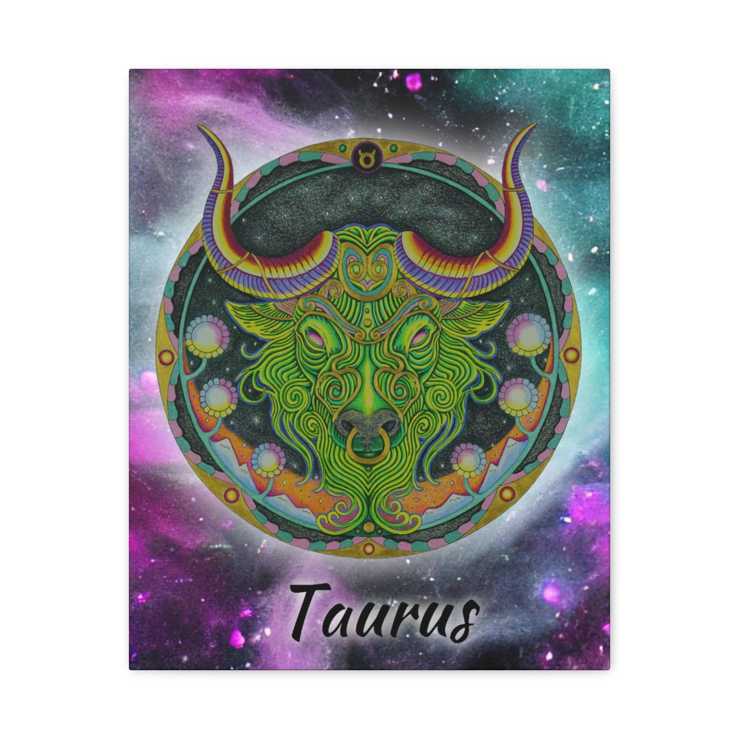 Taurus Zodiac Canvas Wall Art - Hand-Drawn Celestial Design (Non-AI)