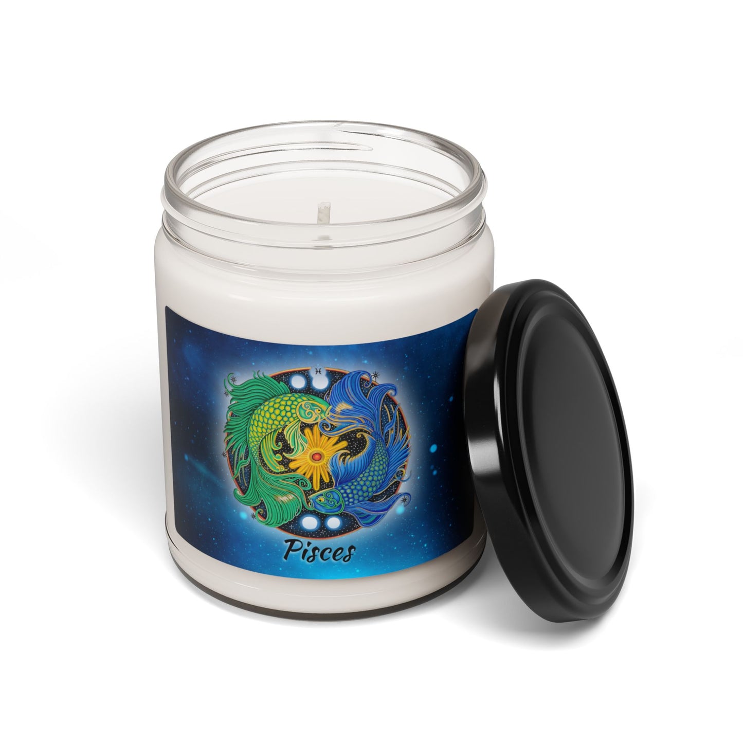 Pisces Zodiac Soy Candle 9oz - Hand-Drawn Celestial Design (Non-AI)