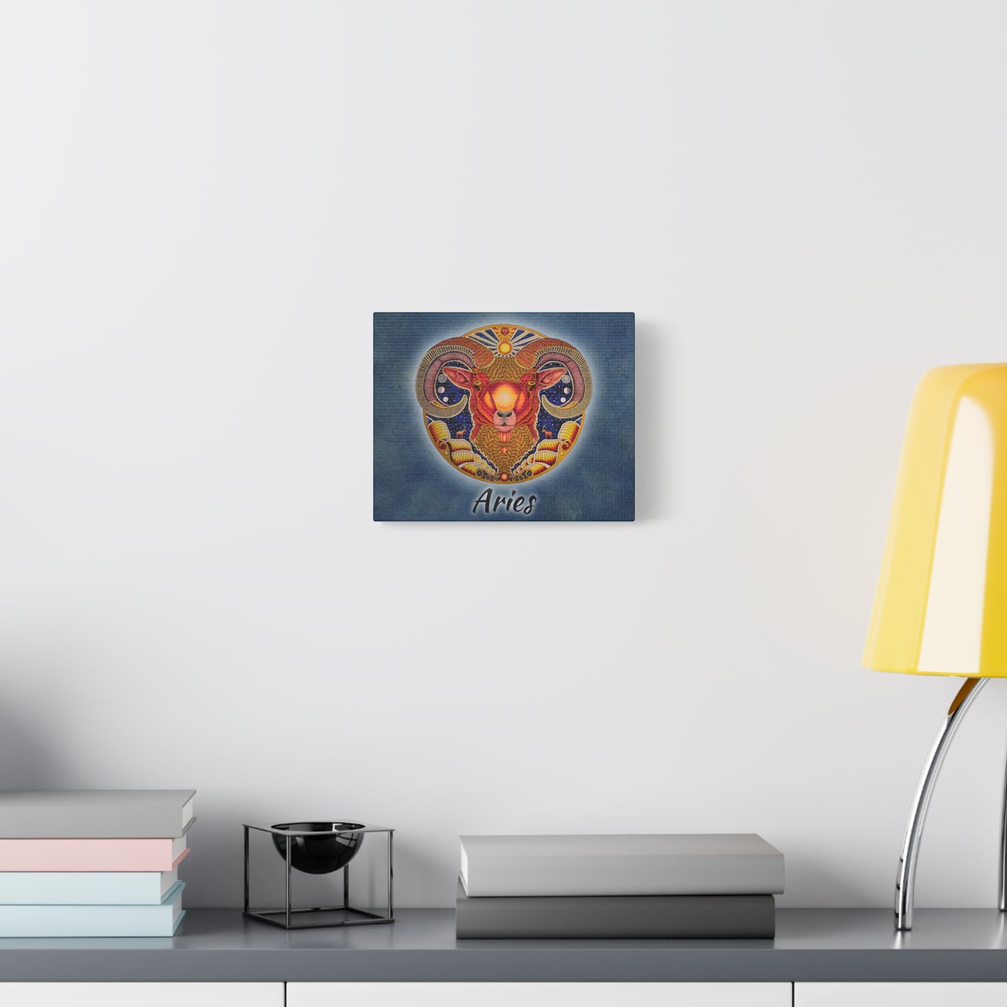 Aries Zodiac Canvas Wall Art - Hand-Drawn Celestial Design (Non-AI)