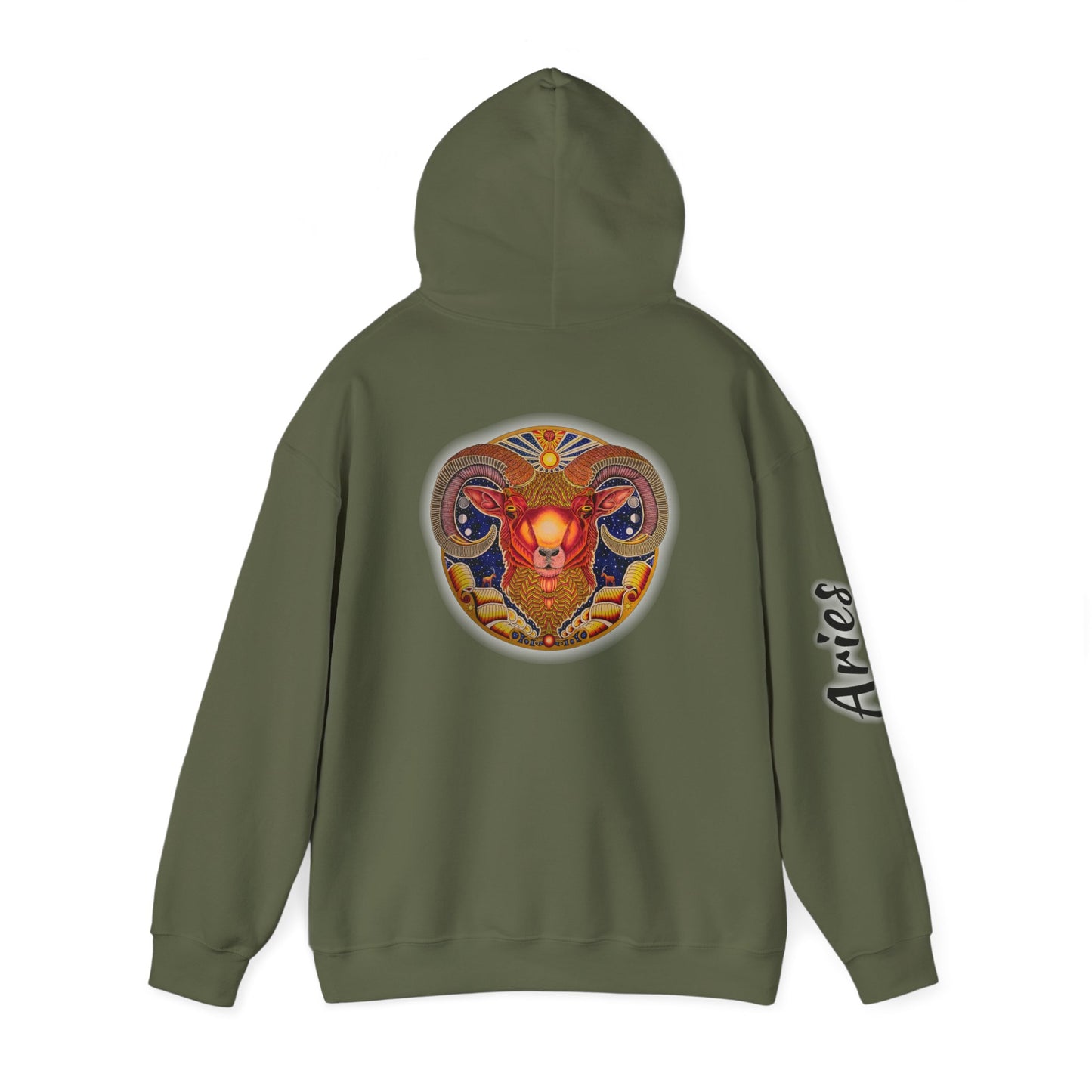 Aries Zodiac Hoodie - Hand-Drawn Celestial Design (Non-AI)