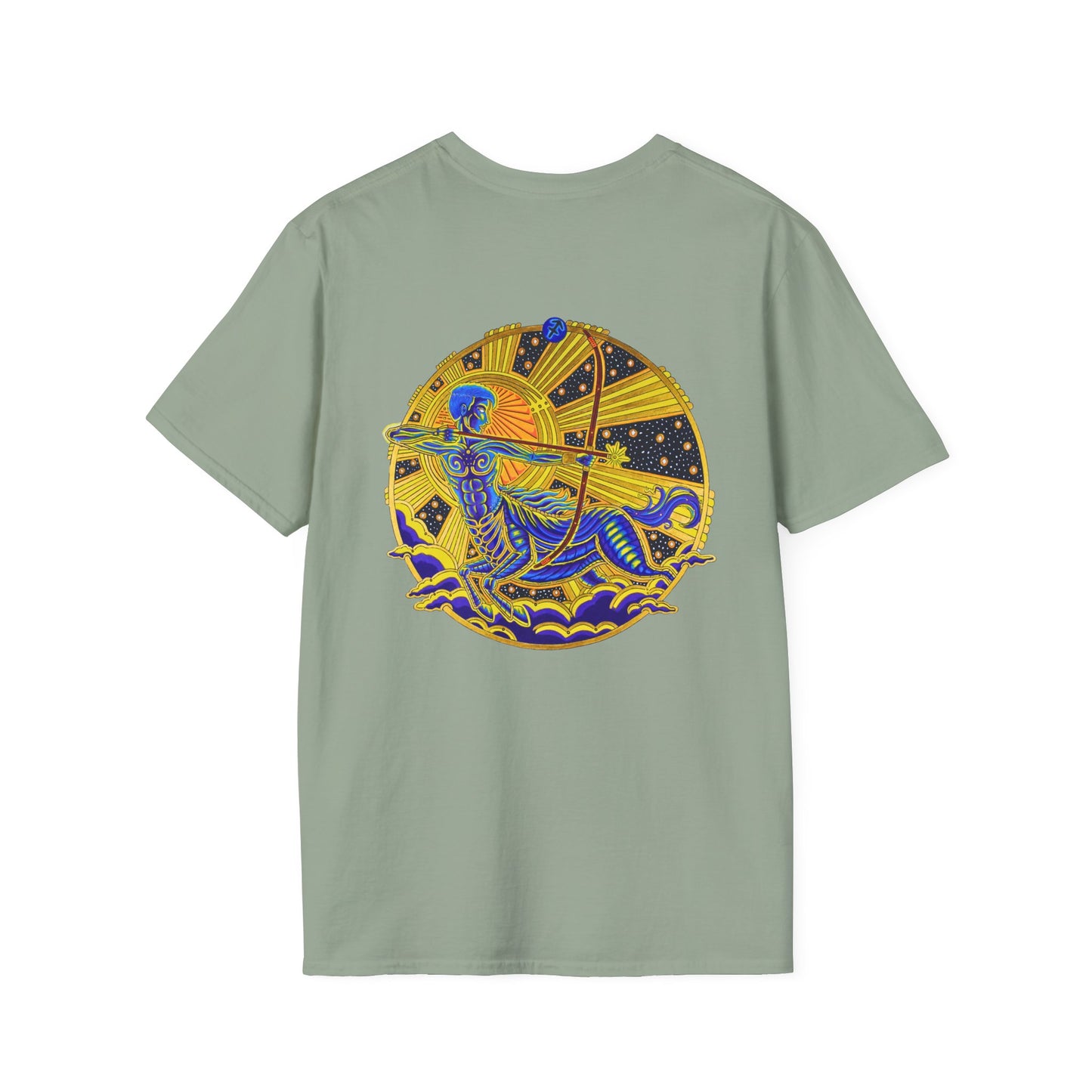 Sagittarius Zodiac Crew Neck T-Shirt – Hand-Drawn Celestial Design (Non-AI)