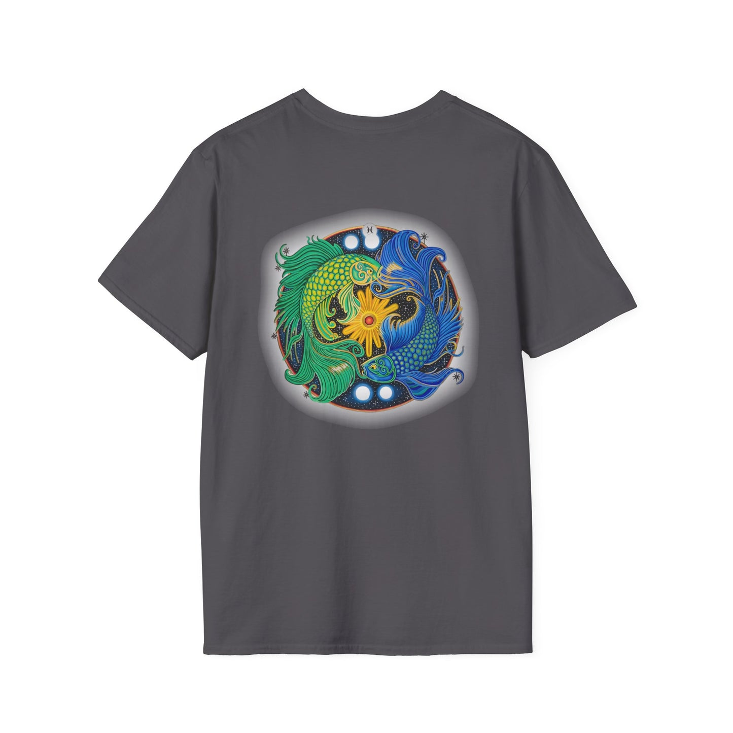 Pisces Zodiac SoftStyle T-Shirt - Hand-Drawn Celestial Design (Non-AI)