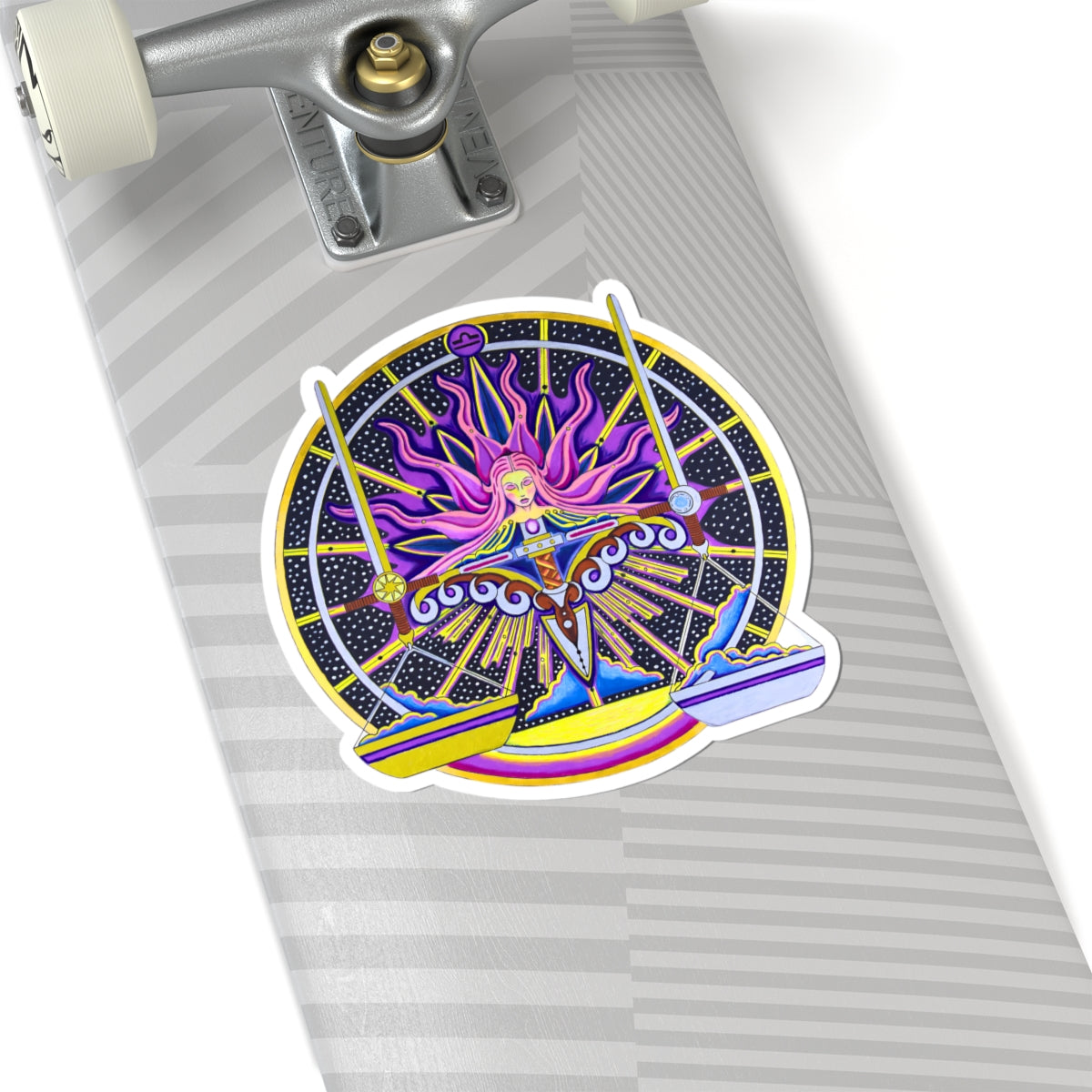 Libra Zodiac Kiss-Cut Sticker – Hand-Drawn Celestial Design (Non-AI)