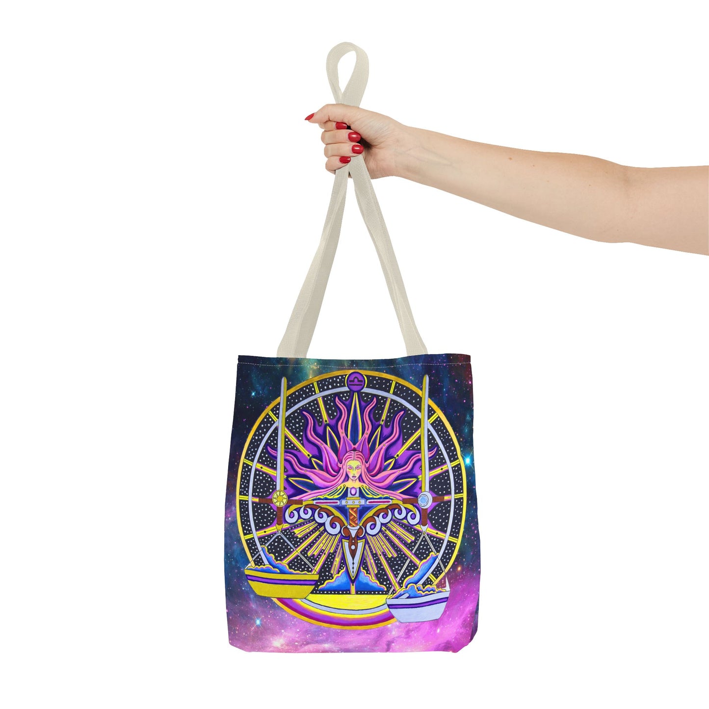 Libra Zodiac Tote Bag - Hand-Drawn Celestial Design (Non-AI)