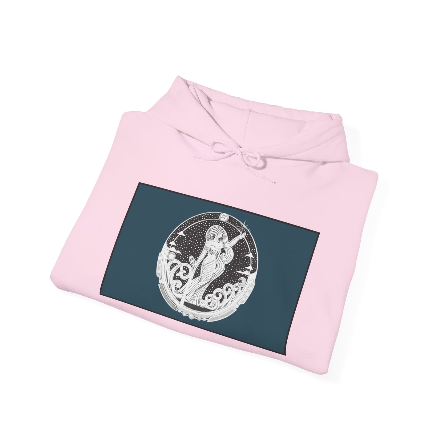 Aquarius Zodiac Hoodie – Hand-Drawn Celestial Design (Non-AI) Universal
