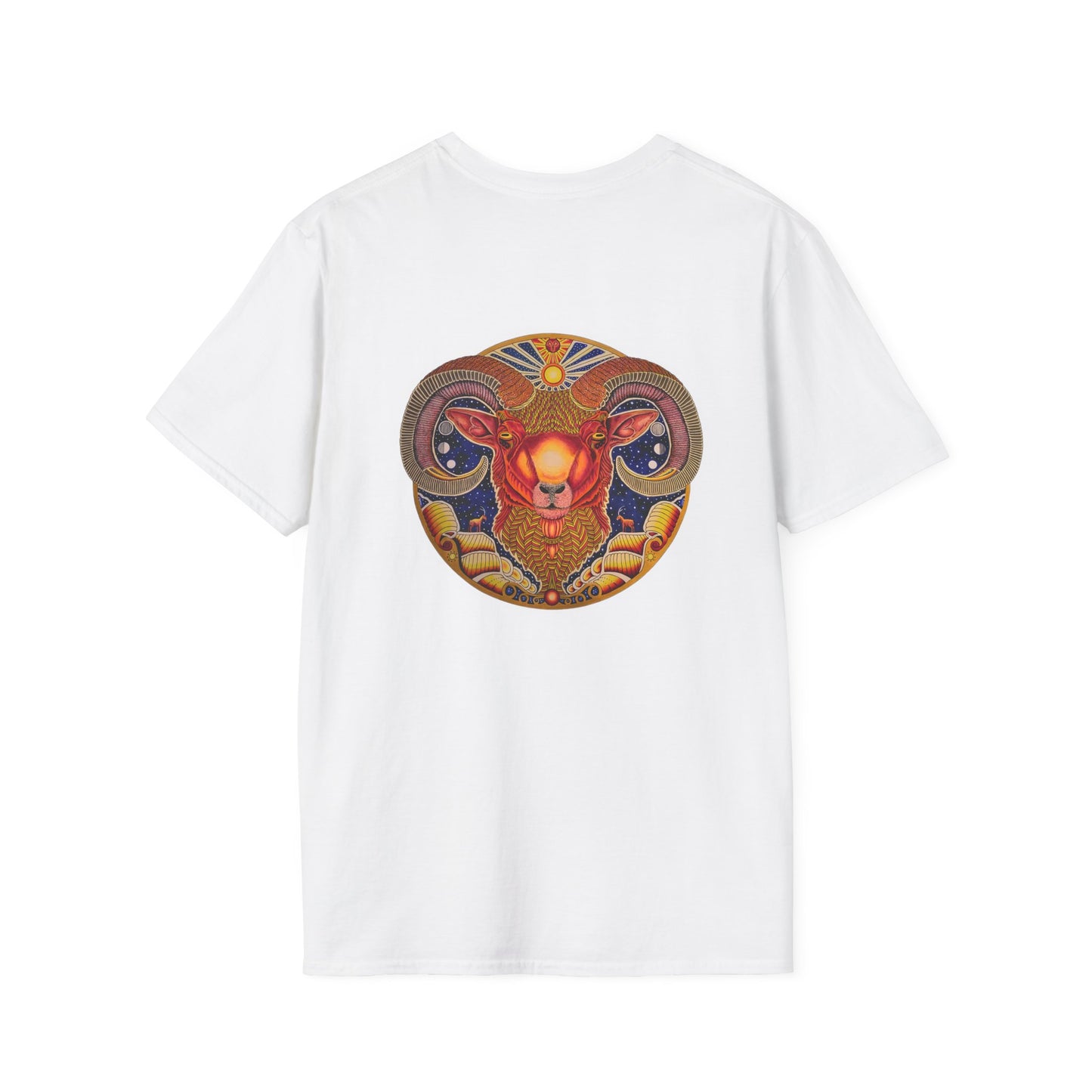 Aries Zodiac Softstyle T-Shirt - Hand-Drawn Celestial Design (Non-AI)