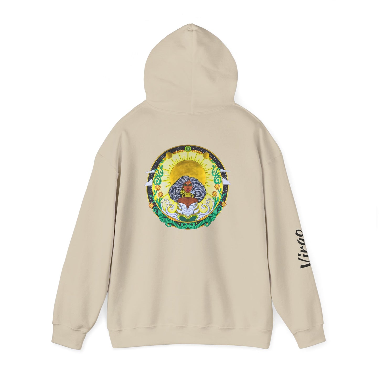Virgo Zodiac Hoodie – Hand-Drawn Celestial Design (Non-AI)