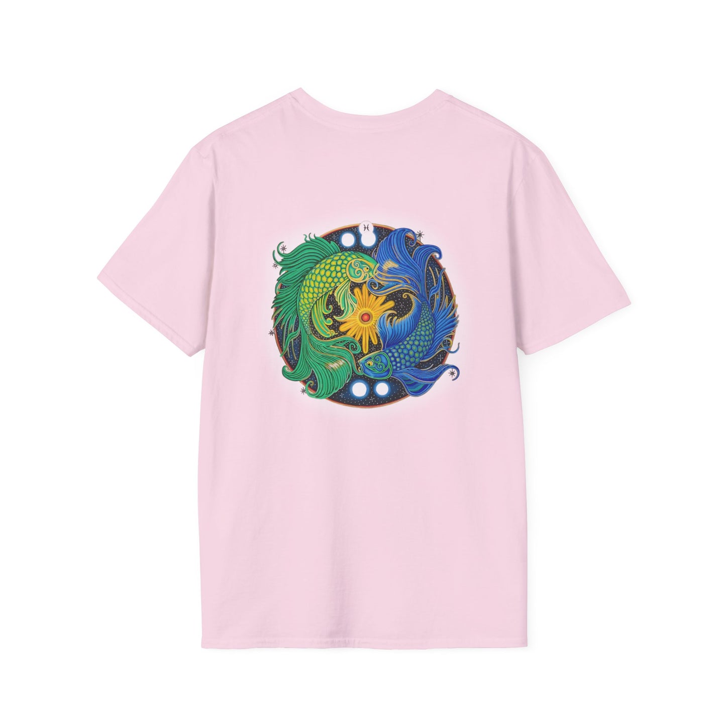 Pisces Zodiac SoftStyle T-Shirt - Hand-Drawn Celestial Design (Non-AI)