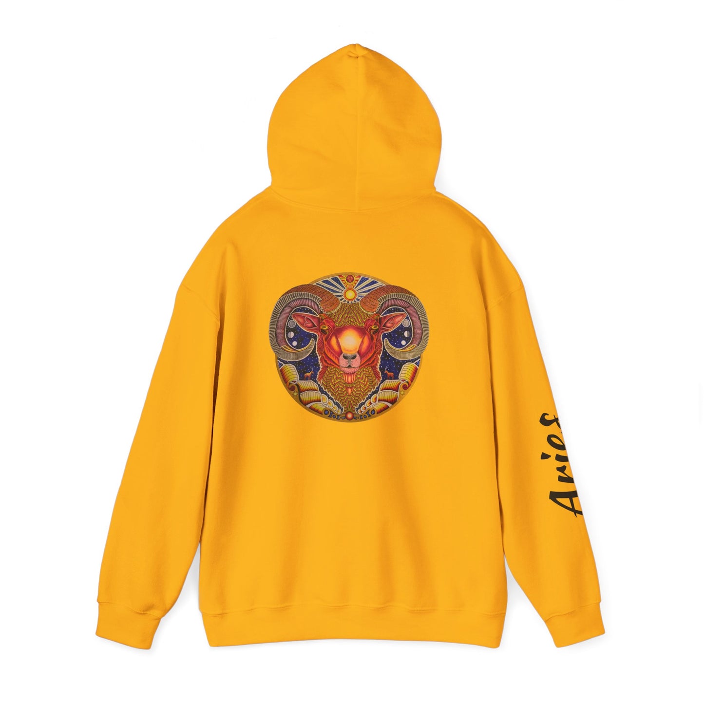 Aries Zodiac Hoodie - Hand-Drawn Celestial Design (Non-AI)