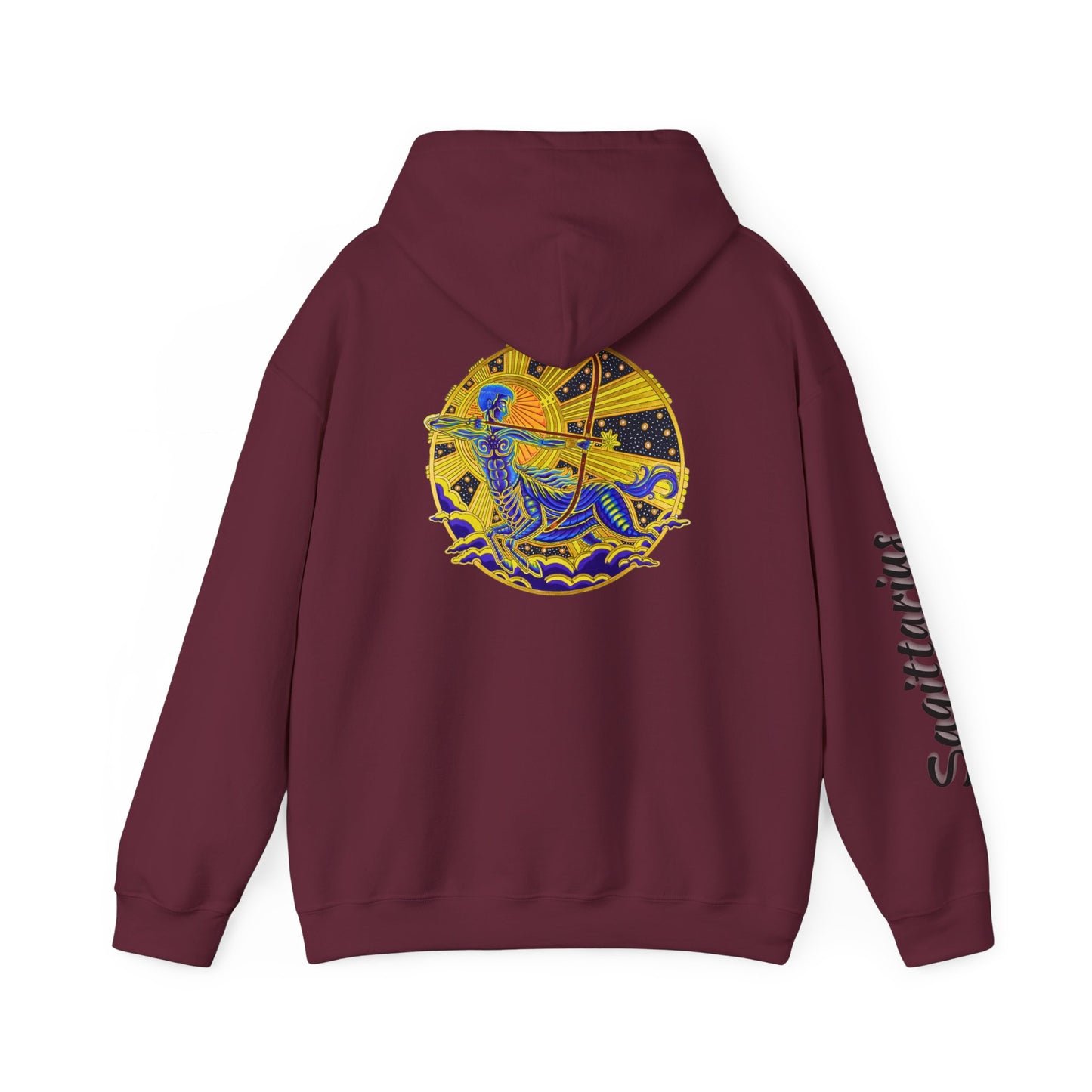 Sagittarius Zodiac Hoodie – Hand-Drawn Celestial Design (Non-AI)