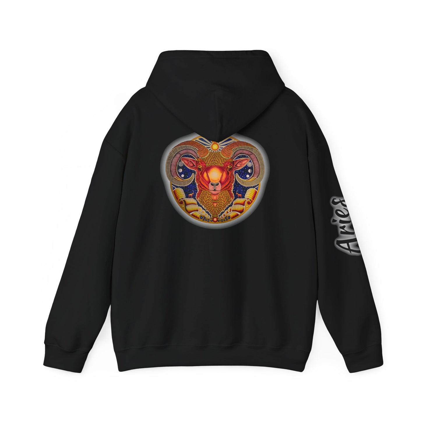 Aries Zodiac Hoodie - Hand-Drawn Celestial Design (Non-AI)