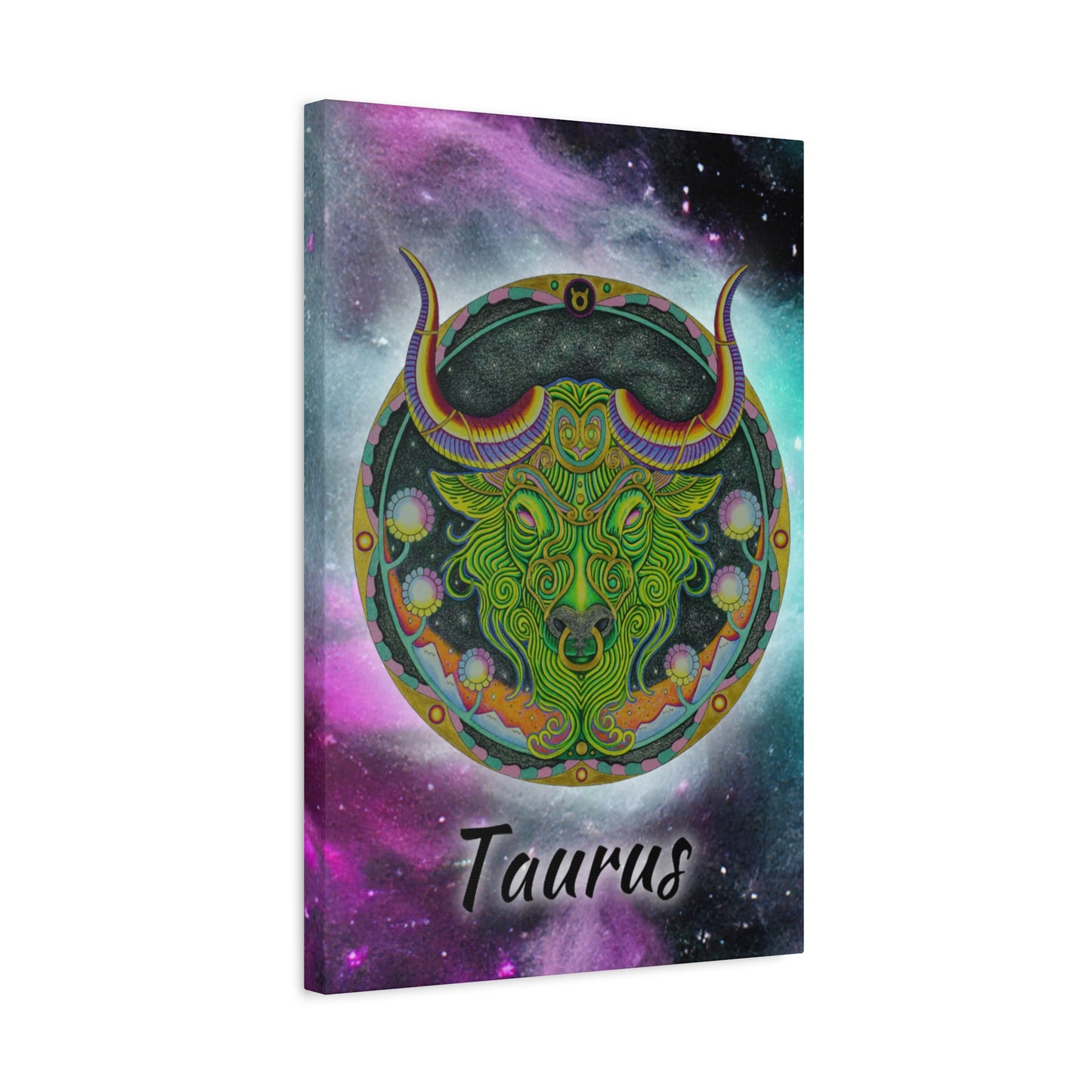 Taurus Zodiac Canvas Wall Art - Hand-Drawn Celestial Design (Non-AI)