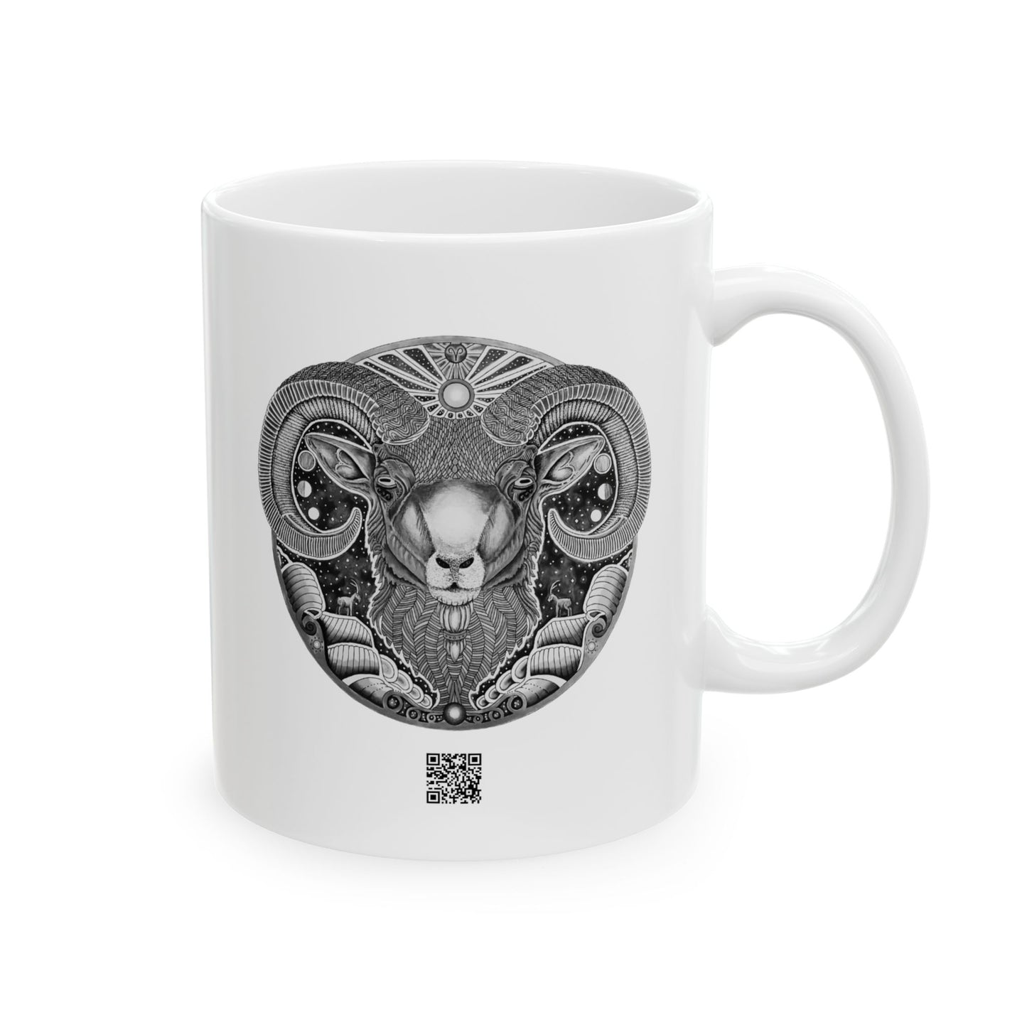 Aries Zodiac 11oz Mug - Hand-Drawn Celestial Design (Non-AI) Universal
