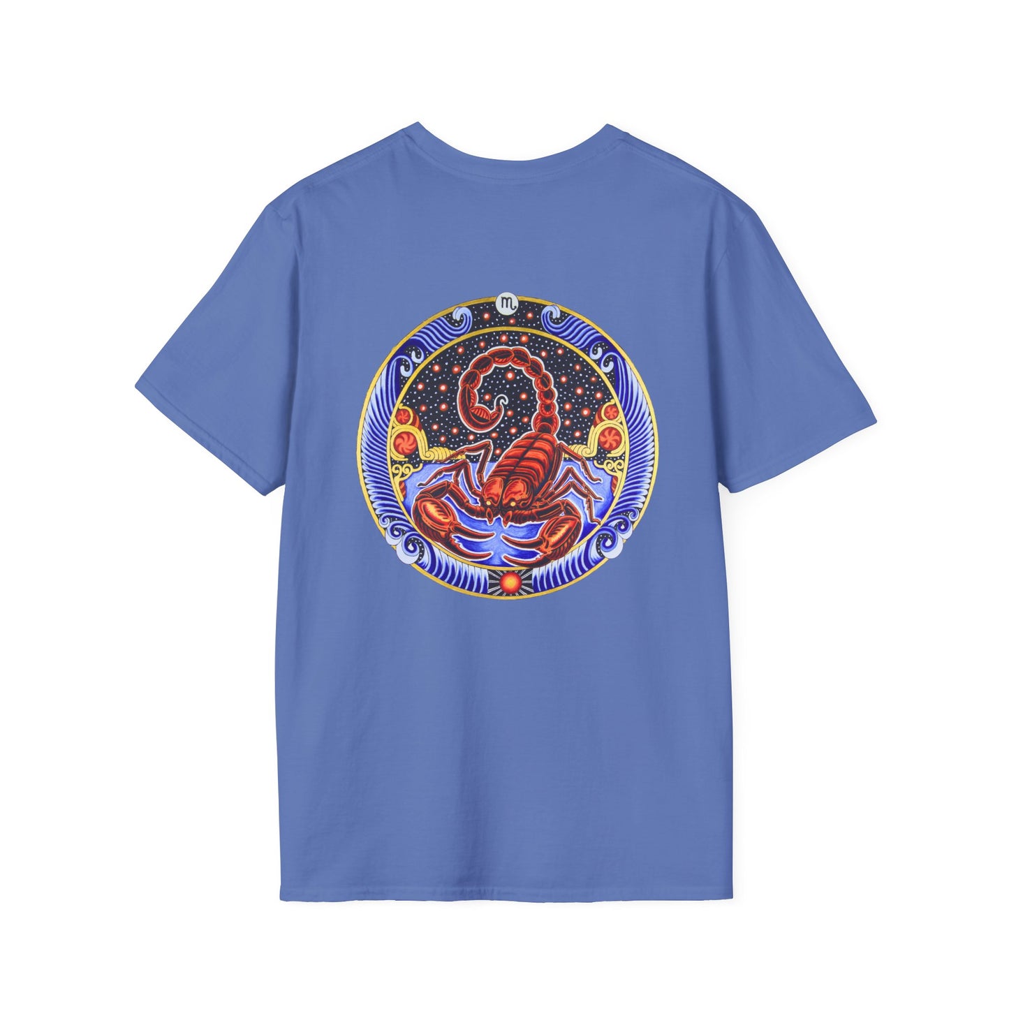 Scorpio Zodiac Crew Neck T-Shirt – Hand-Drawn Celestial Design (Non-AI)