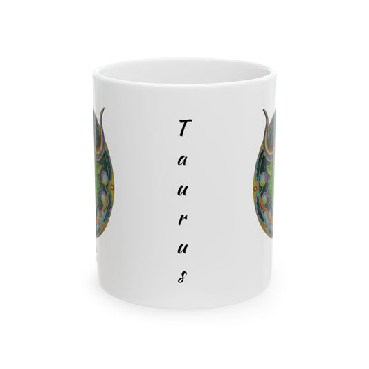 Taurus Zodiac Mug - Hand-Drawn Celestial Design (Non-AI)