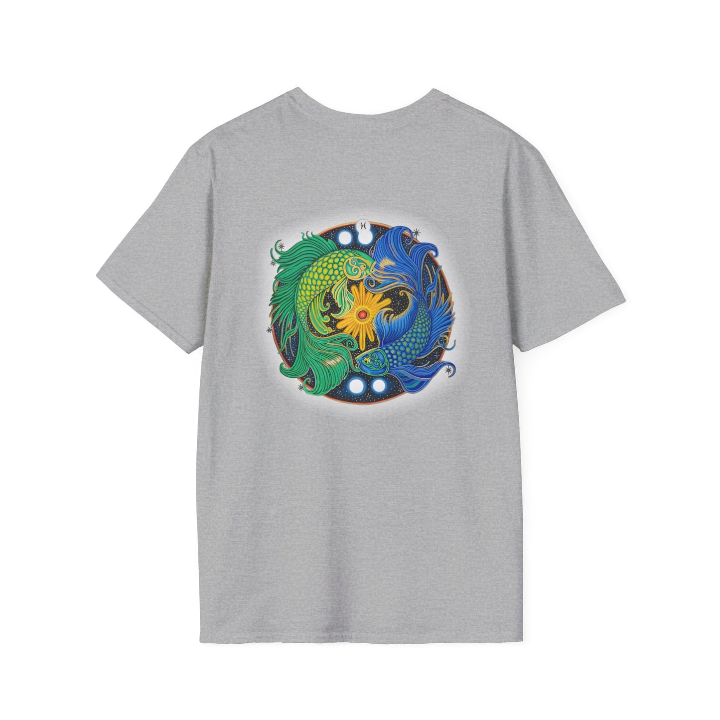 Pisces Zodiac SoftStyle T-Shirt - Hand-Drawn Celestial Design (Non-AI)