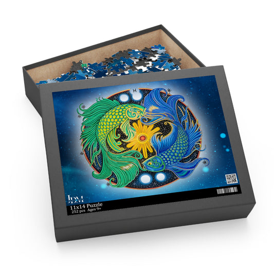 Pisces Zodiac Puzzle - Hand-Drawn Celestial Design (Non-AI)