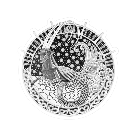 Capricorn Zodiac Kiss-Cut Sticker - Hand-Drawn Celestial Design (Non-AI) Universal