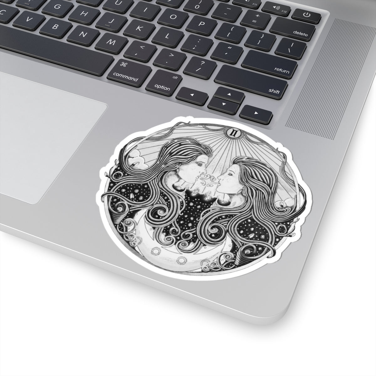 Gemini Kiss-Cut Sticker - Hand-Drawn Celestial Design (Non-AI) Universal