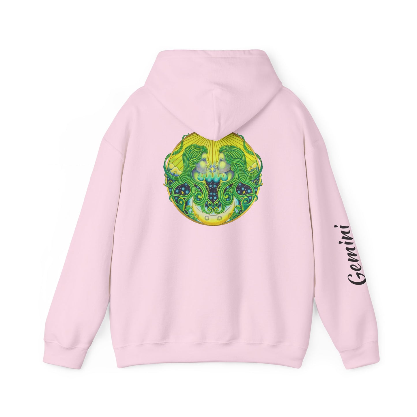 Gemini Zodiac Hoodie - Hand-Drawn Celestial Design (Non-AI)