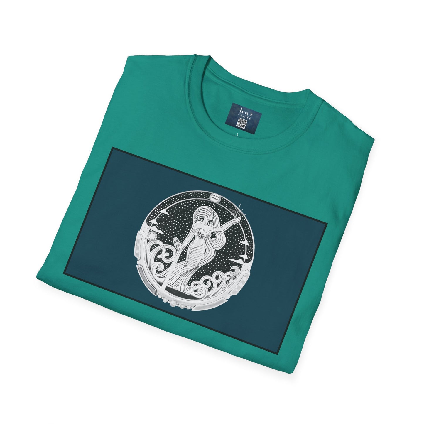 Aquarius Zodiac Crew Neck T-Shirt – Hand-Drawn Celestial Design (Non-AI) Universal