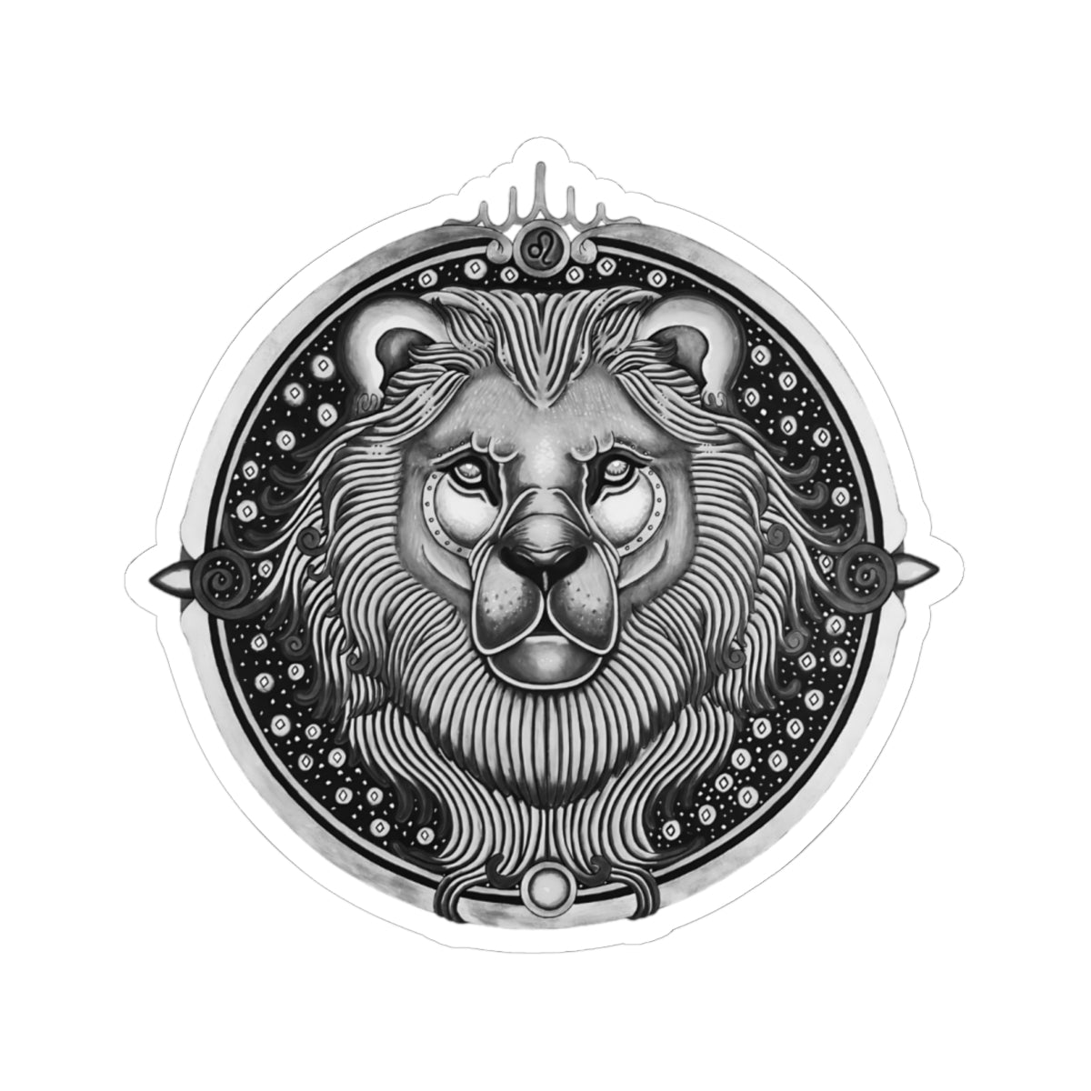 Leo Kiss-Cut Sticker - Hand-Drawn Celestial Design (Non-AI) Universal