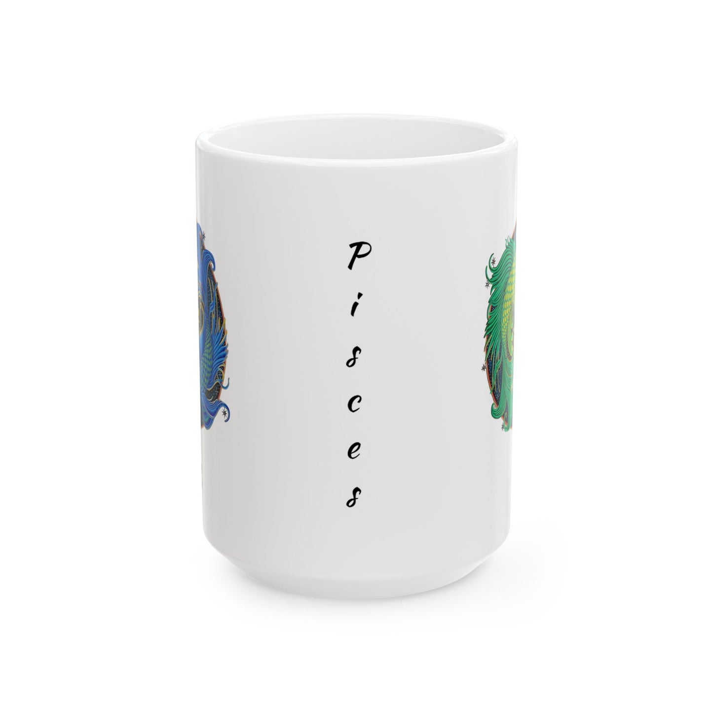 Pisces Zodiac Mug - Hand-Drawn Celestial Design (Non-AI)