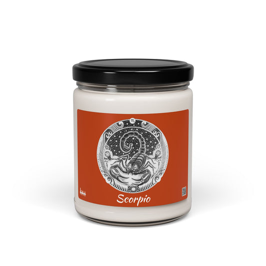 Hand-Drawn Scorpio Zodiac Soy Candle | Astrology Horoscope | Celestial Scented Vegan Candle | Fire Sign Birthday Gift | Non-AI Original Art | Universal Decor