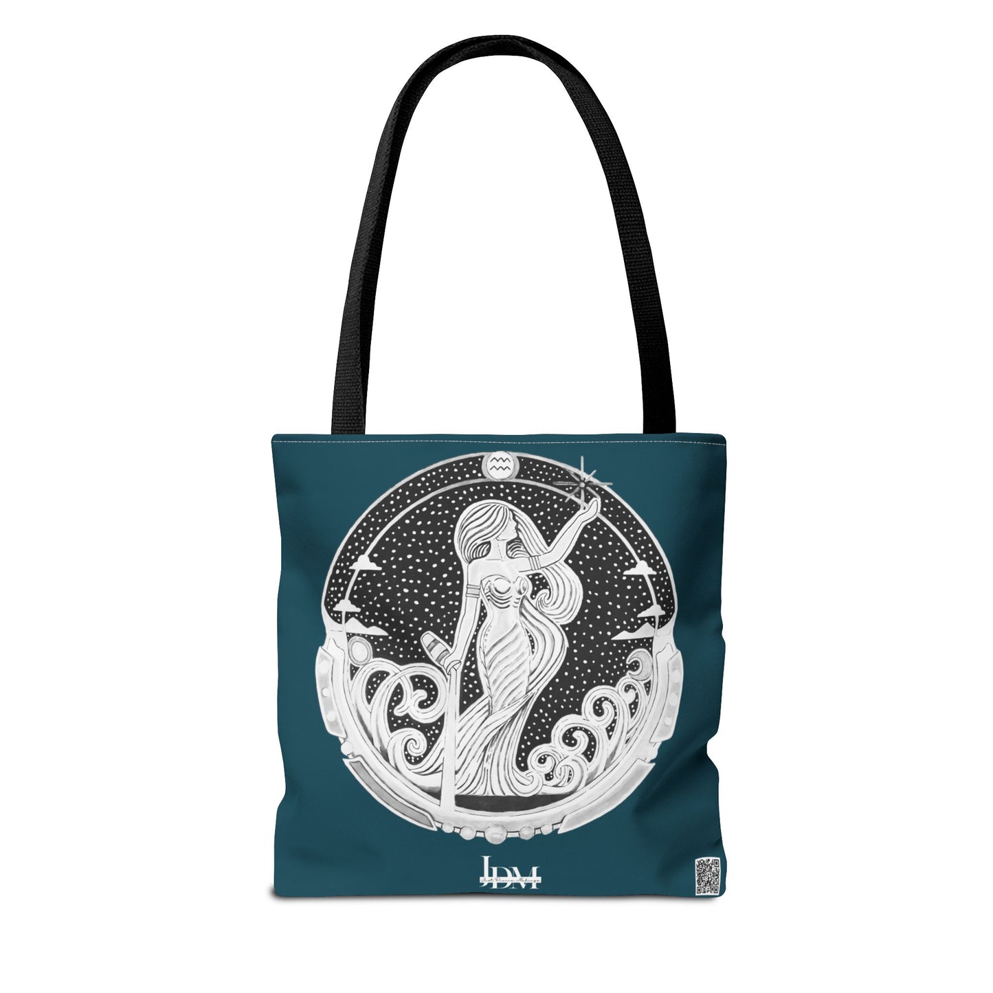 Aquarius Zodiac Tote Bag - Hand-Drawn Celestial Design (Non-AI) Universal