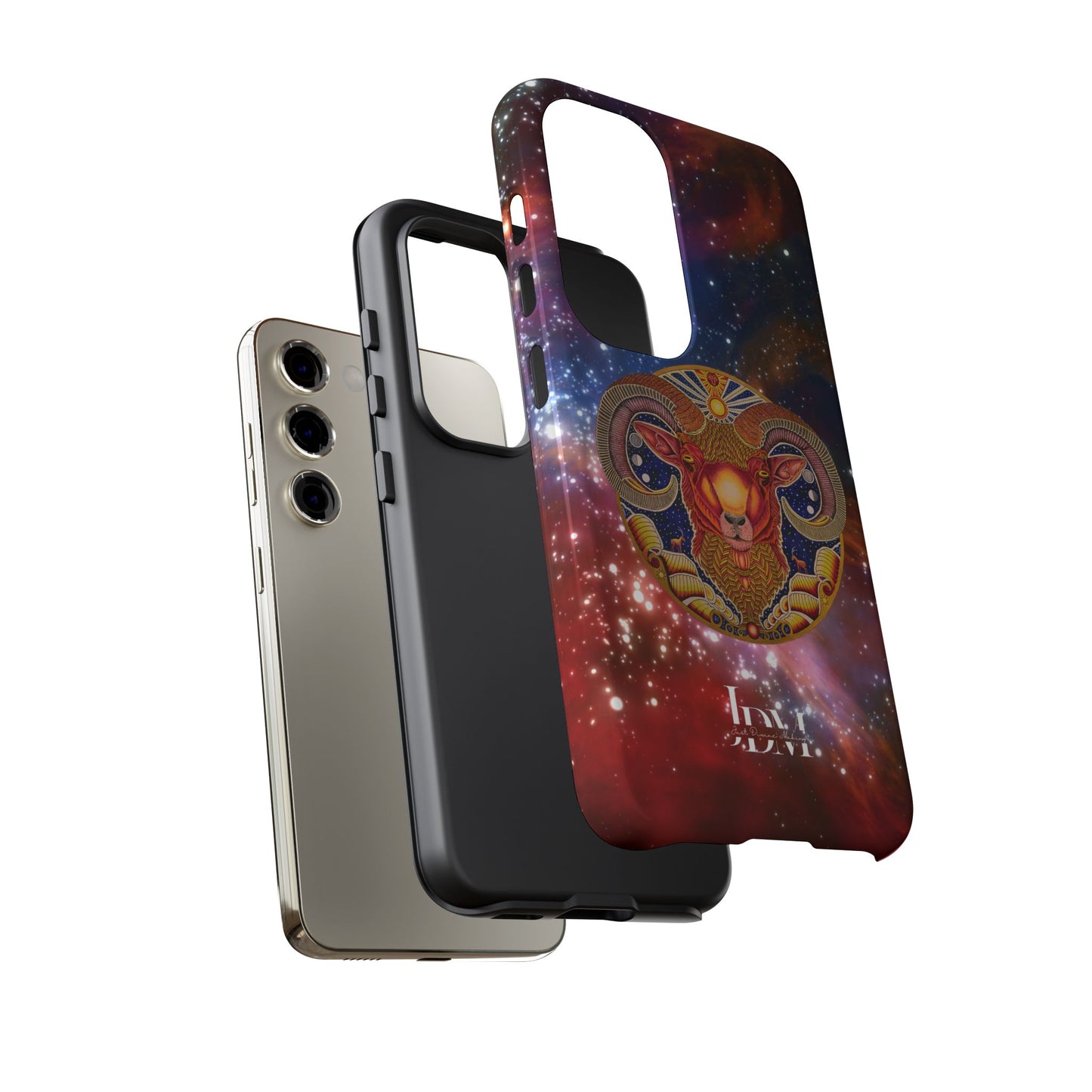 Aries Zodiac Tough Phone Case – Hand-Drawn Celestial Design (Non-AI)
