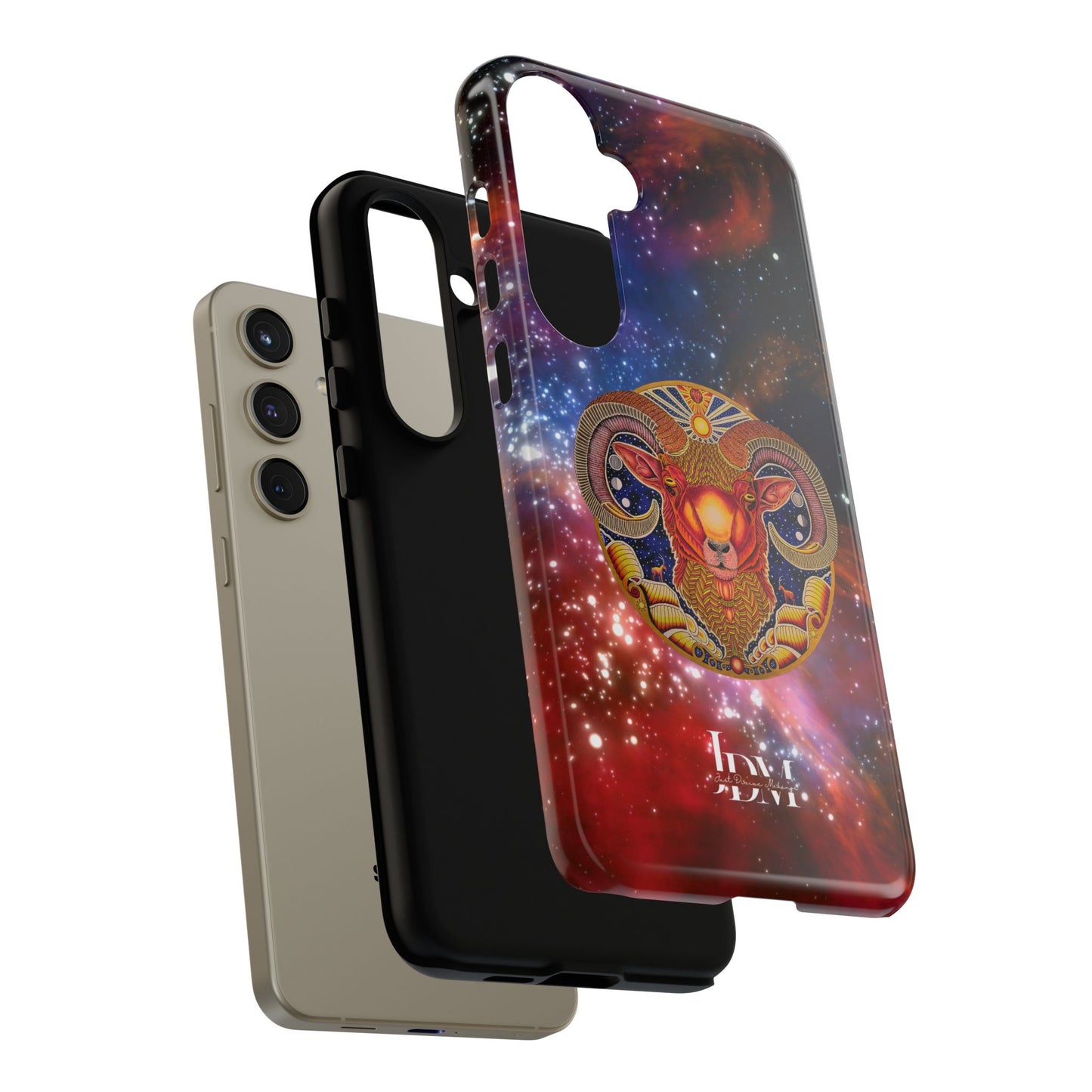 Aries Zodiac Tough Phone Case – Hand-Drawn Celestial Design (Non-AI)