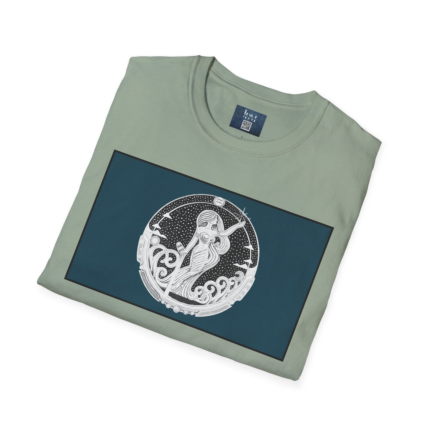 Aquarius Zodiac Crew Neck T-Shirt – Hand-Drawn Celestial Design (Non-AI) Universal