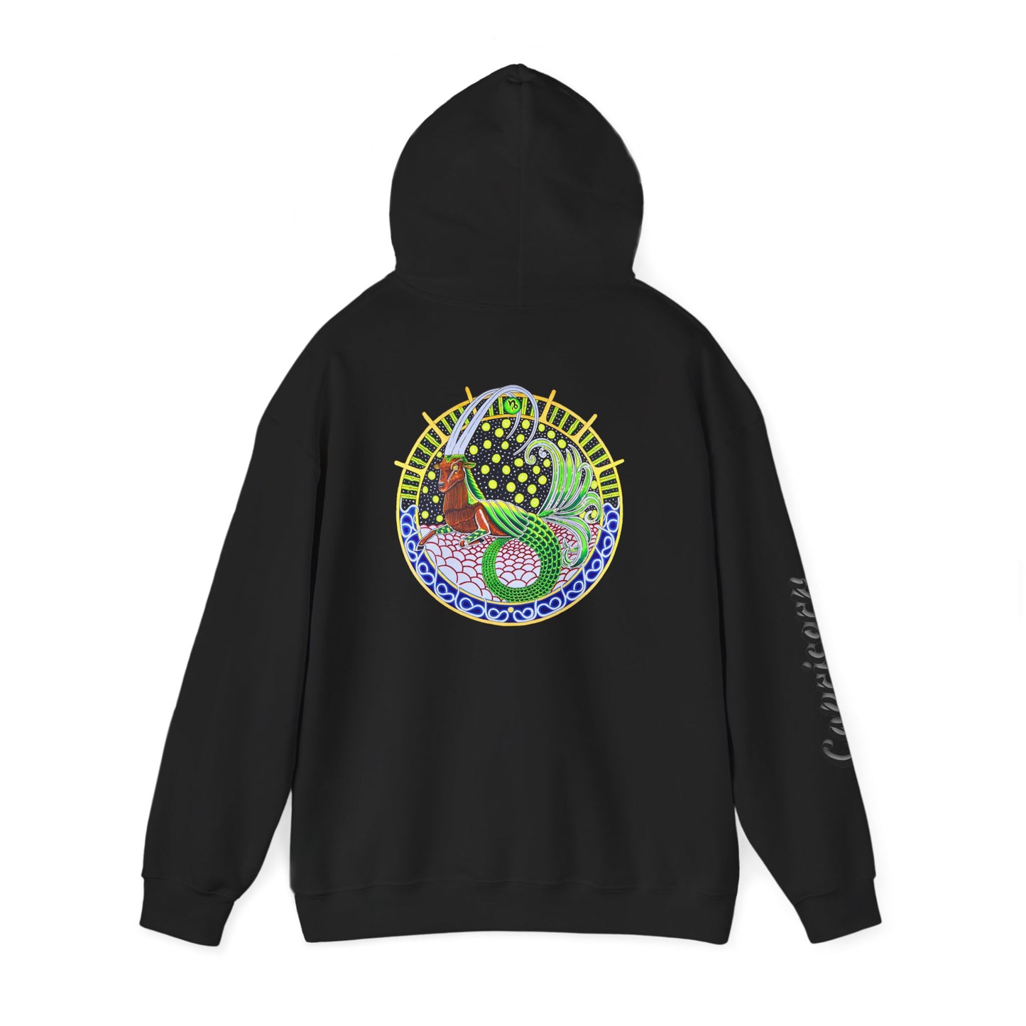 Capricorn Zodiac Hoodie – Hand-Drawn Celestial Design (Non-AI)
