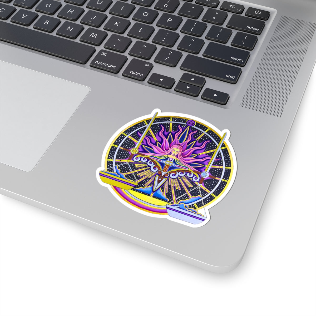 Libra Zodiac Kiss-Cut Sticker – Hand-Drawn Celestial Design (Non-AI)