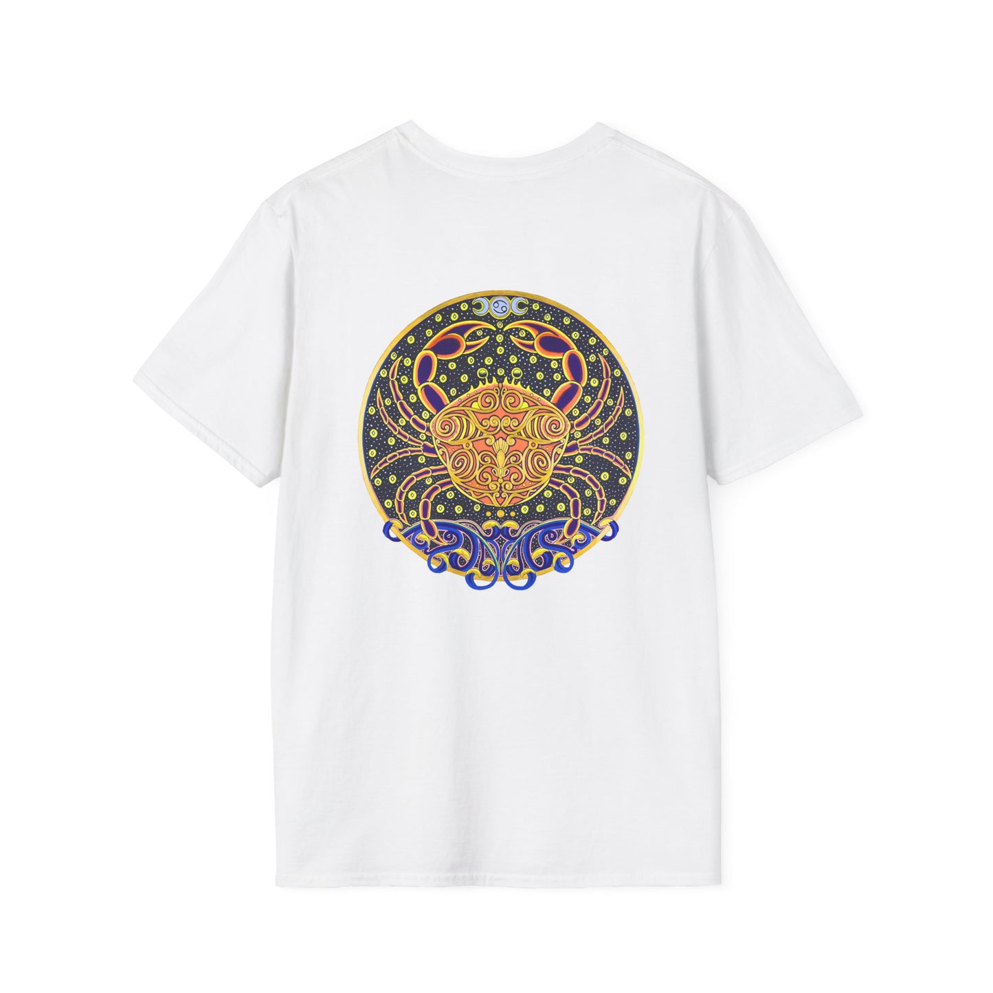 Cancer Zodiac Crew Neck T-Shirt – Hand-Drawn Celestial Design (Non-AI)