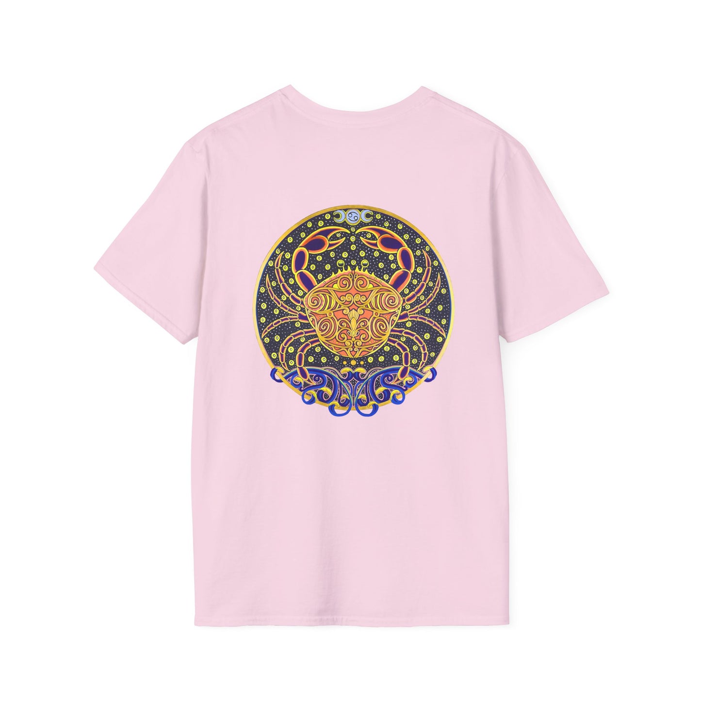 Cancer Zodiac Crew Neck T-Shirt – Hand-Drawn Celestial Design (Non-AI)