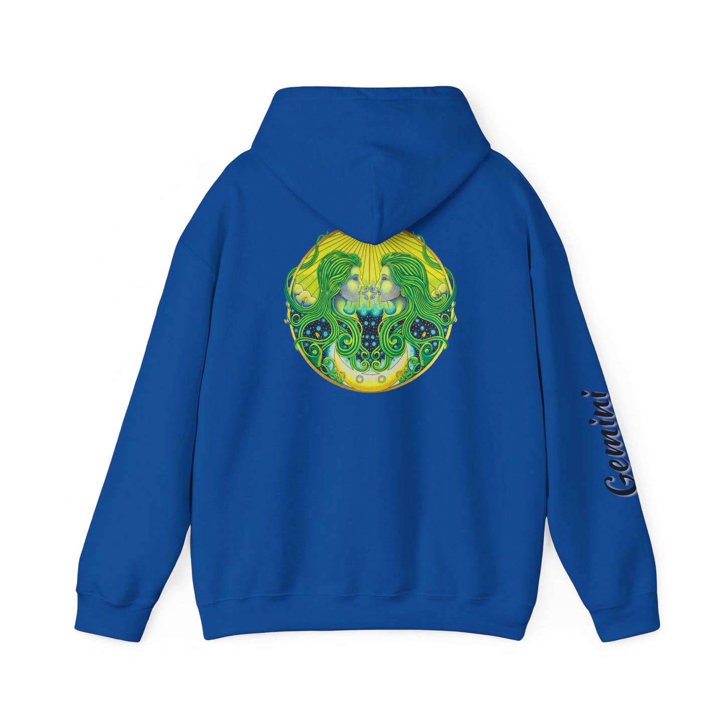 Gemini Zodiac Hoodie - Hand-Drawn Celestial Design (Non-AI)