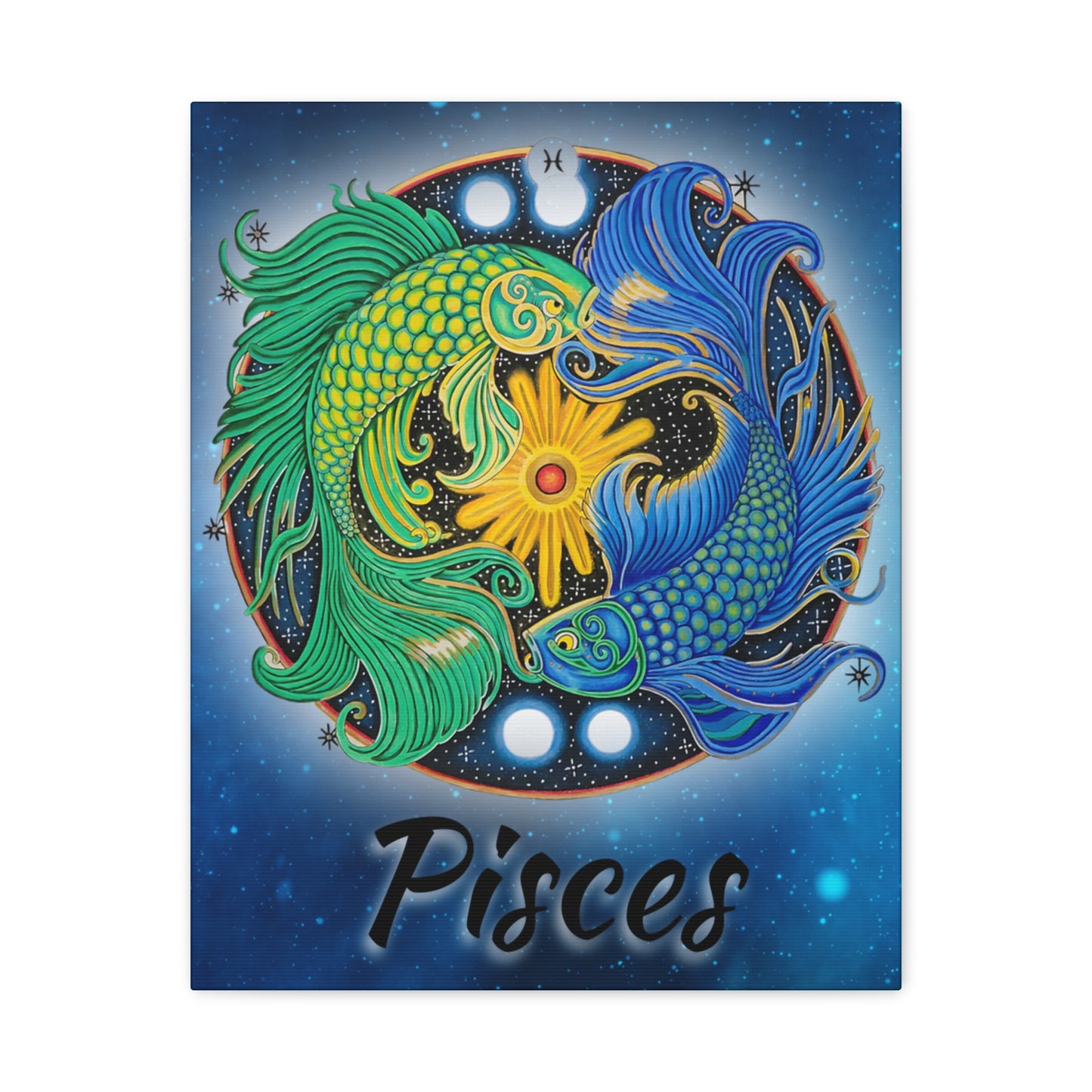 Pisces Zodiac Wall Art - Hand-Drawn Celestial Design (Non-AI)