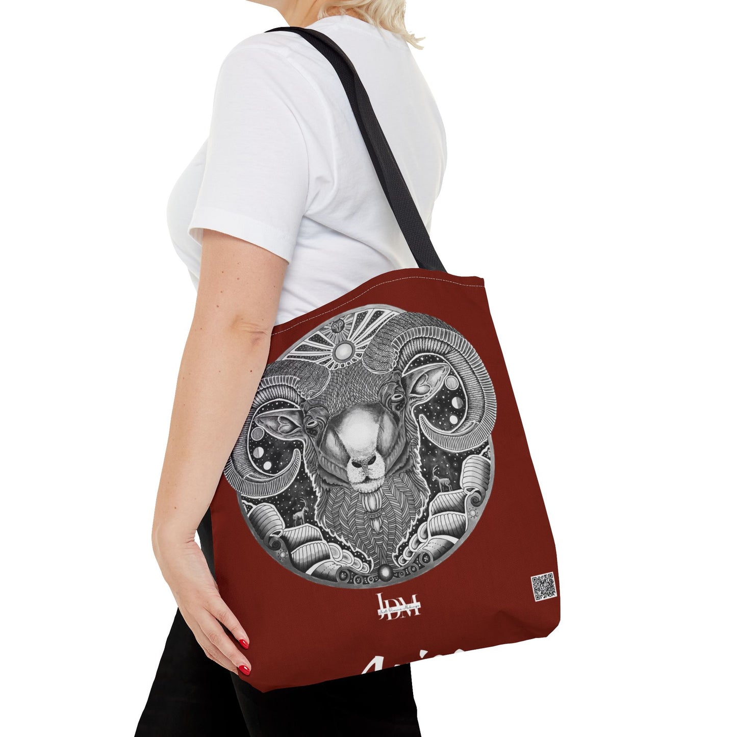 Aries Zodiac Tote Bag - Hand-Drawn Celestial Design (Non-AI) Universal