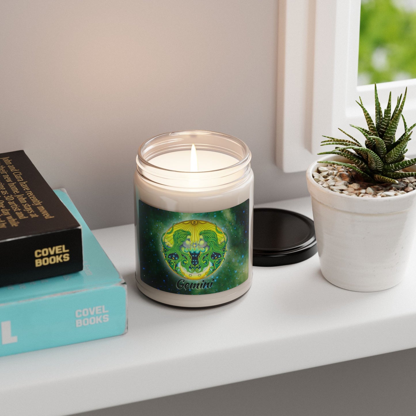 Gemini Zodiac Soy Candle - Hand-Drawn Celestial Design (Non-AI)