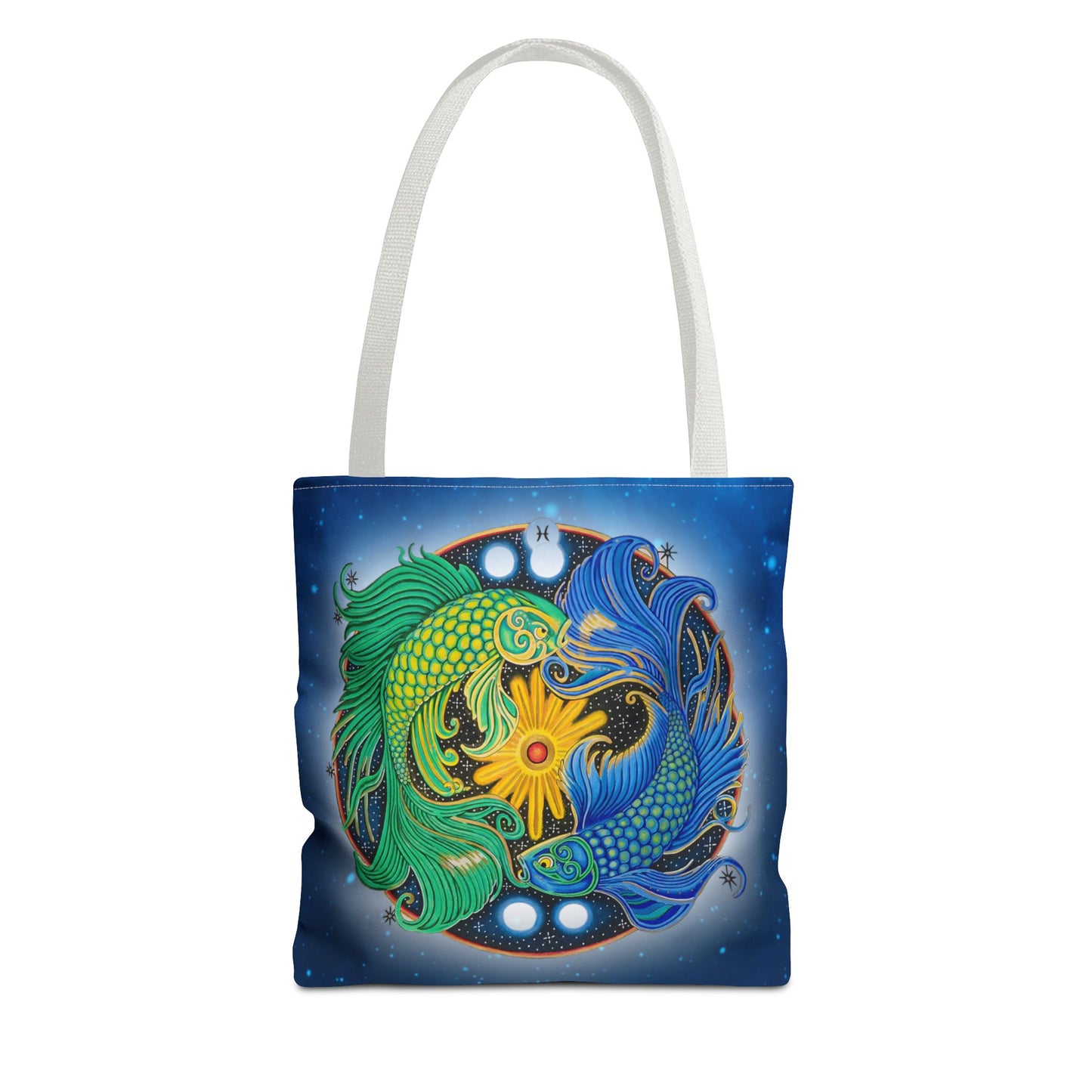 Pisces Zodiac Tote Bag - Hand-Drawn Celestial Design (Non-AI)