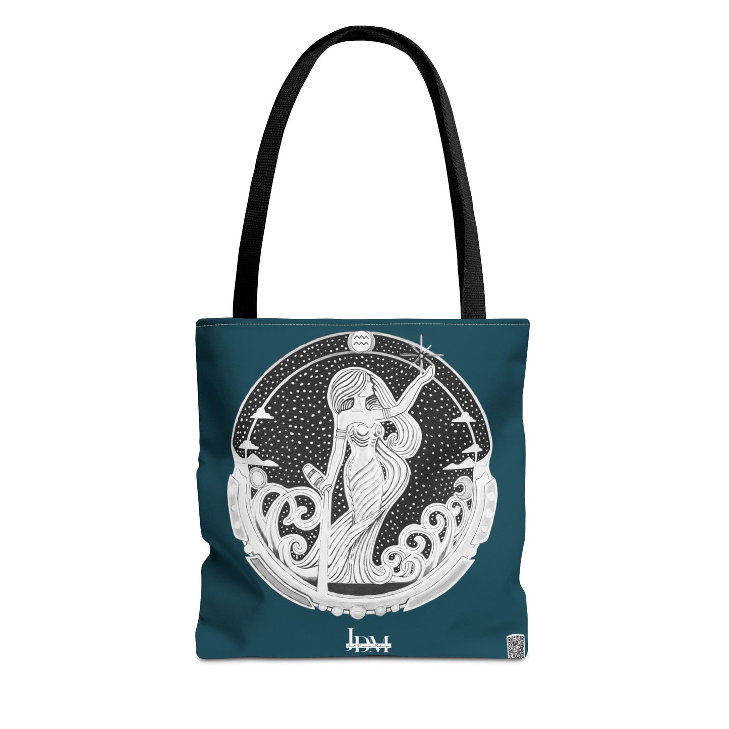 Aquarius Zodiac Tote Bag - Hand-Drawn Celestial Design (Non-AI) Universal