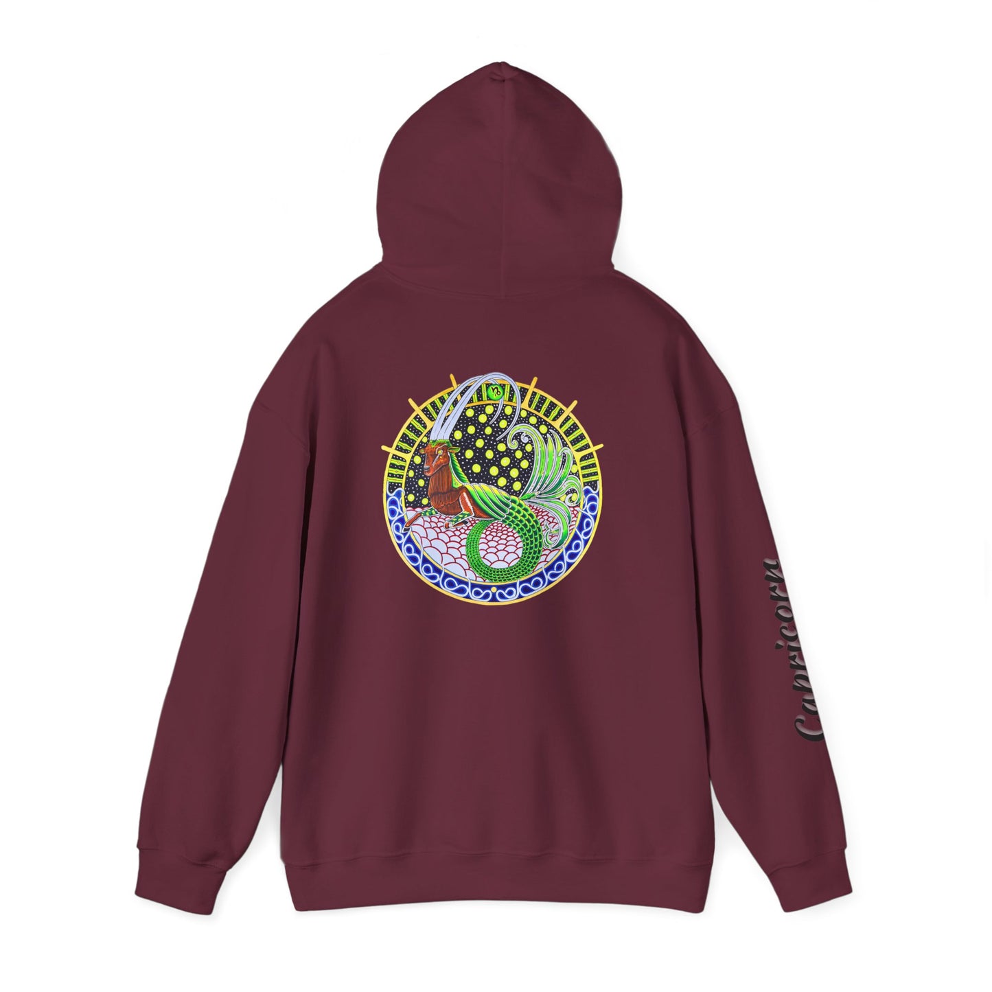 Capricorn Zodiac Hoodie – Hand-Drawn Celestial Design (Non-AI)