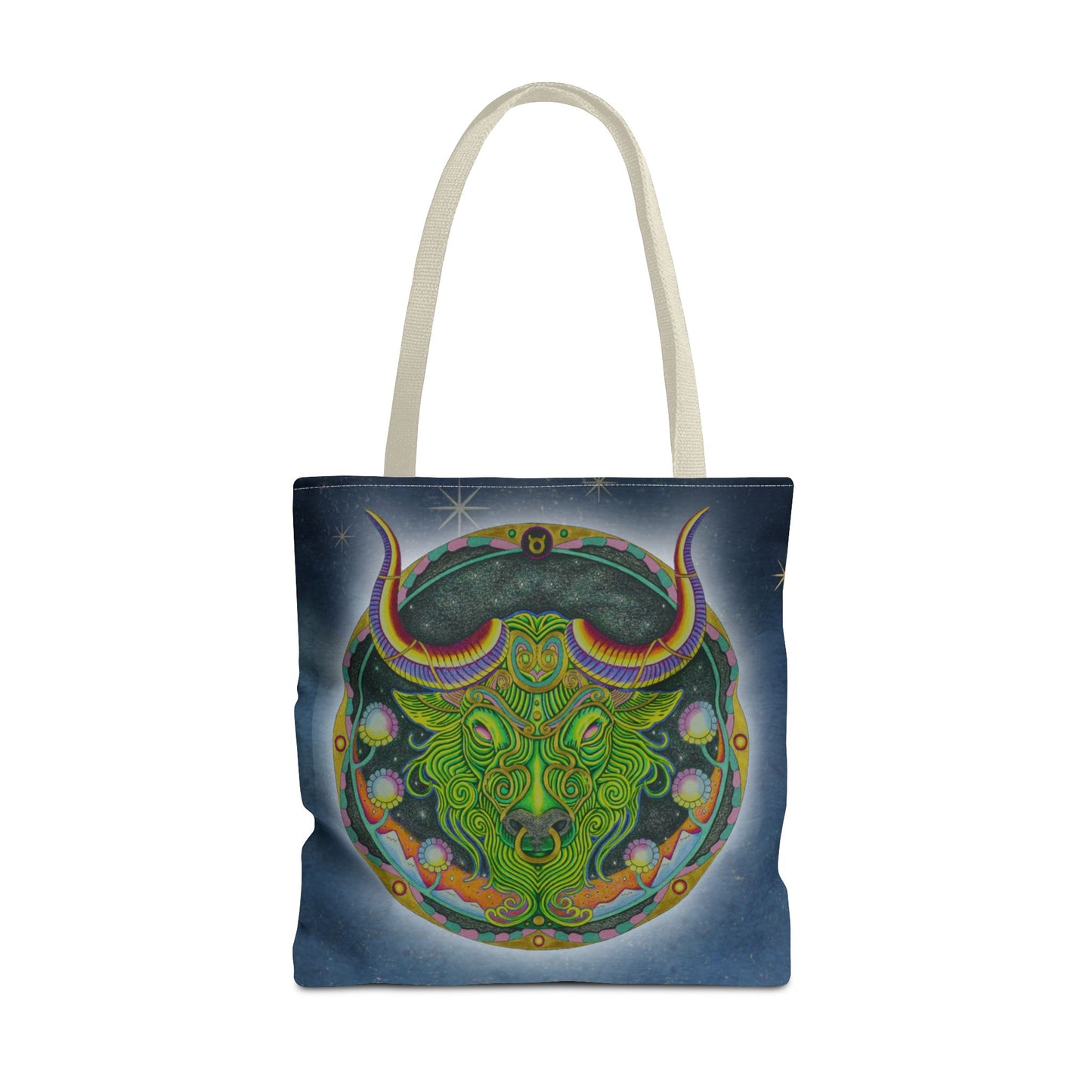 Taurus Zodiac Tote Bag - Hand-Drawn Celestial Design (Non-AI)